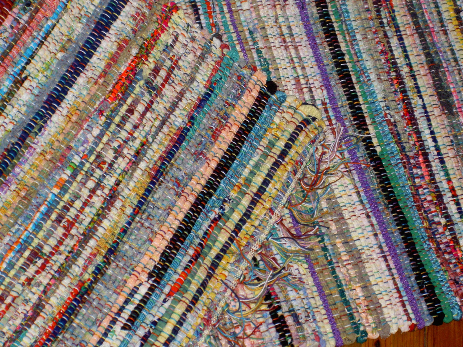 Old Fashioned Multi Color Hit and Miss Rag Rug
