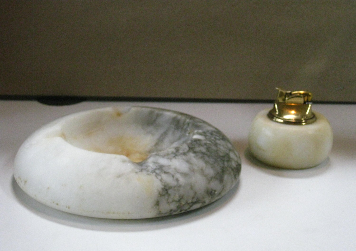 Vintage Marble Ashtray Marble and Brass by maggiemaevintage