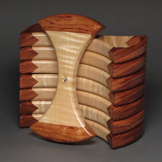 Unique Wood Jewelry Box Bubinga and Curly Maple Hidden by watswood