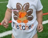 Thanksgiving Football Turkey Embroidered Applique Shirt or Bodysuit Il_170x135