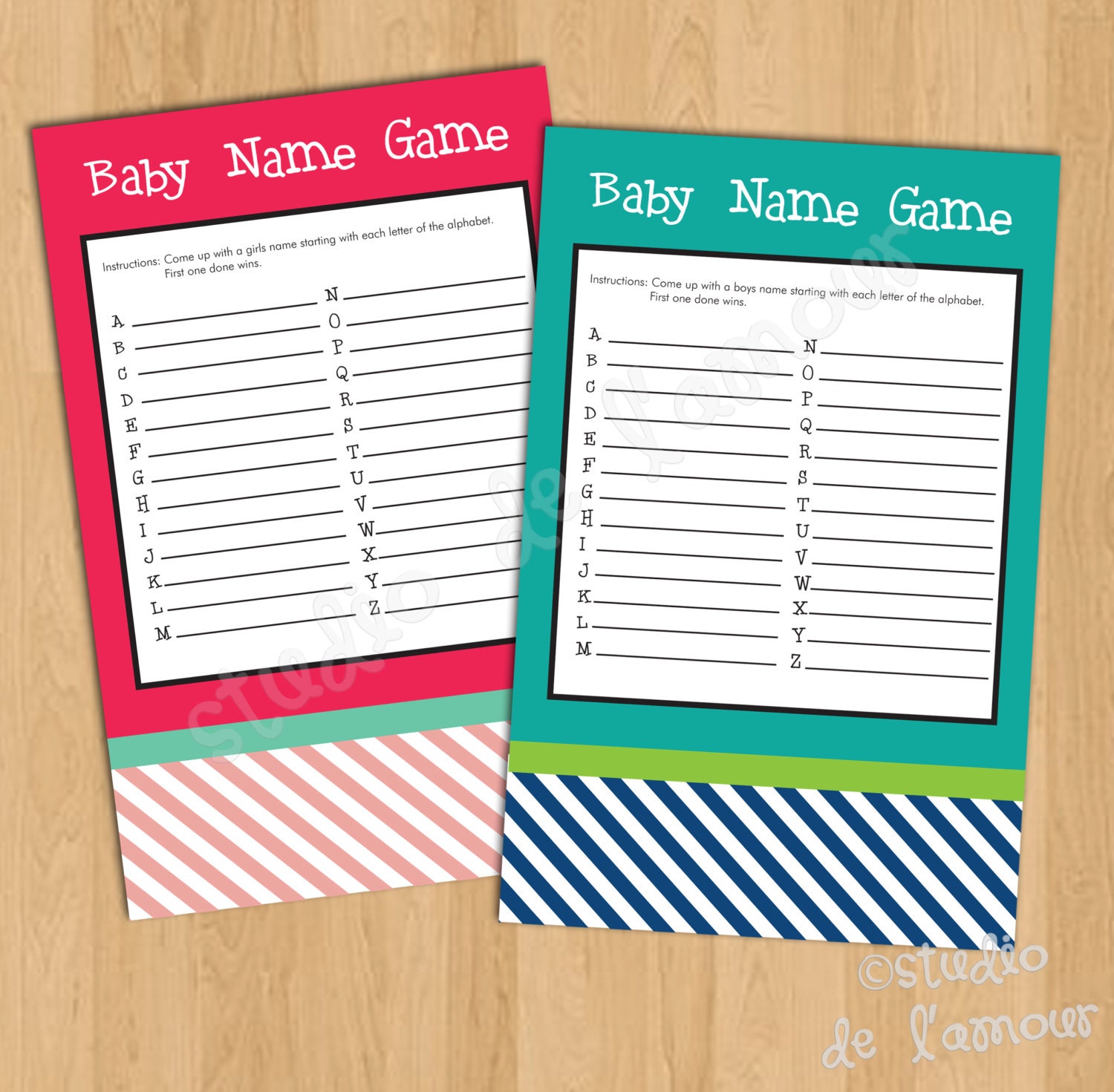 PRINTABLE PDF Baby Shower Names Game