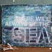 DISCOUNTED! Always No. 2 - 24"x20" original mixed media painting - blue teal beach collage, word art typography text with found paper