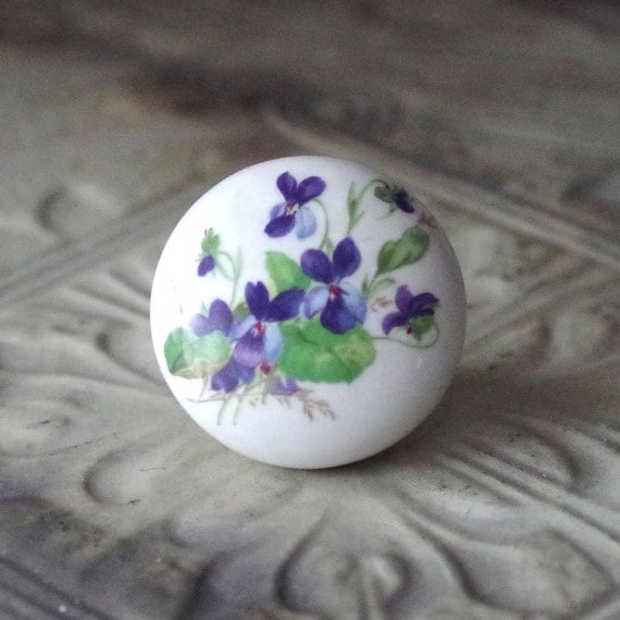 Limoges French Porcelain Door Knob Violets