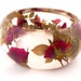 Red Resin Bangle. Chunky Rosebud Bangle Bracelet. Real Flower and Leaf Bracelet. Pressed Flower Bangle Cuff. Engraved Personalized Gift