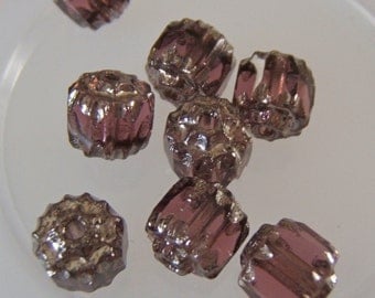 Lovely Amethyst and Silver Faceted Cathedral Czech 6mm Beads