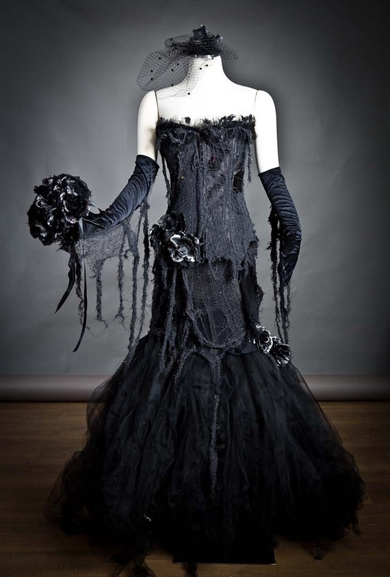 Size XL black Vampire zombie mermaid style tulle prom dress