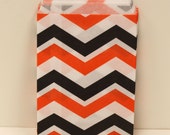 Paper Bags, 20 Chevron Favor Bags, Black & Orange Bag, Halloween Party, Trick or Treat, Zig Zag Stripe, Kids, Favors, Party, Holiday, Candy Il_170x135