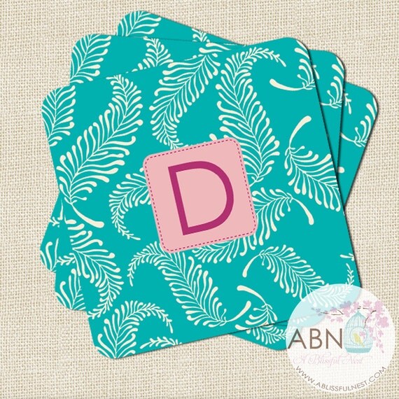 Personalized Coasters - FEATHERS Collection - Set of 10 Il_570xn