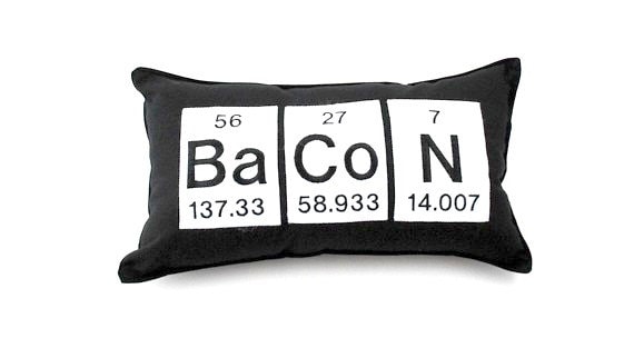 table periodic xn Pillow YellowBugBoutique Bacon Periodic Table by Geeky Gift