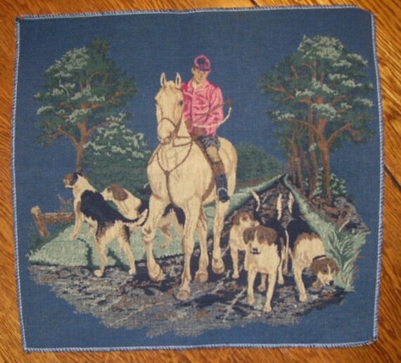 Equestrian English Hunting Scene Upholstery Fabric Front Piece