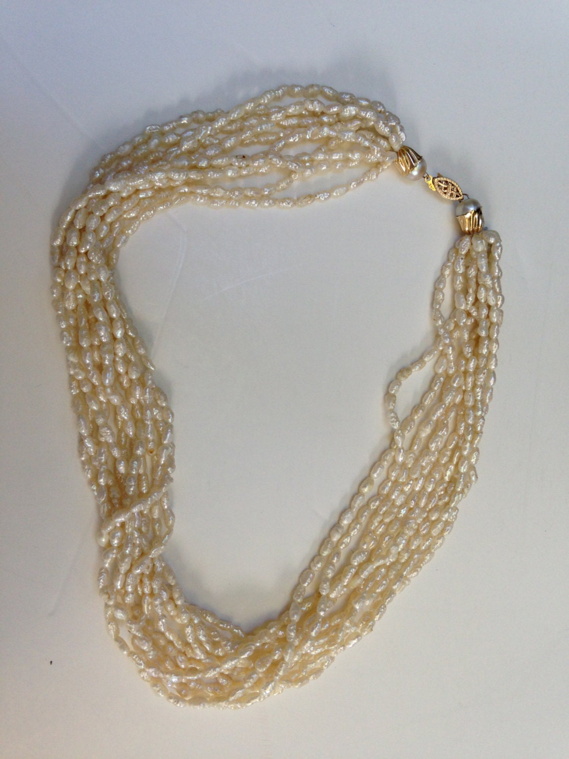 Vintage Seed Pearl and 14kt Torsade Necklace