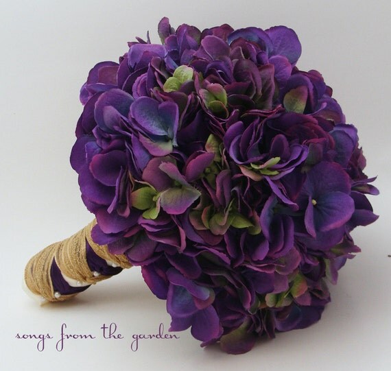 Wedding Bouquet Purple Silk Hydrangea Purple Silk Flower