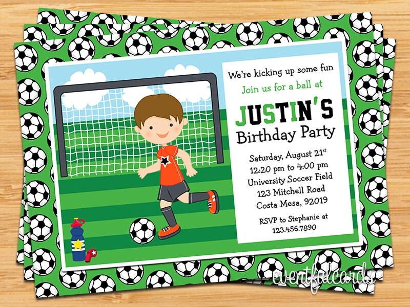 Boys Soccer Birthday Party Invitation