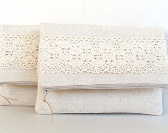 Clutch, bridesmaids gift ideas, burlap and lace wedding clutch, rustic ...