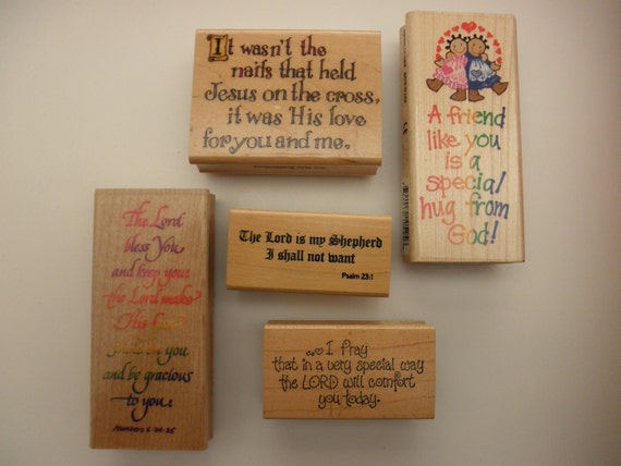 5 Rubber Stamps Christian Scripture Bible