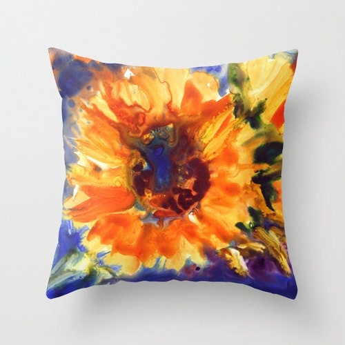 Sunflower Watercolor Throw Pillow Cover