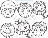 Gingerbread Faces Cute Christmas Digital Stamps for Commercial or Personal Use, Gingerbread Digital Stamp, Christmas Graphics, Christmas Il_170x135