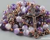 Wire Wrapped Rosary Chevron Amethyst Copper Rustic Catholic