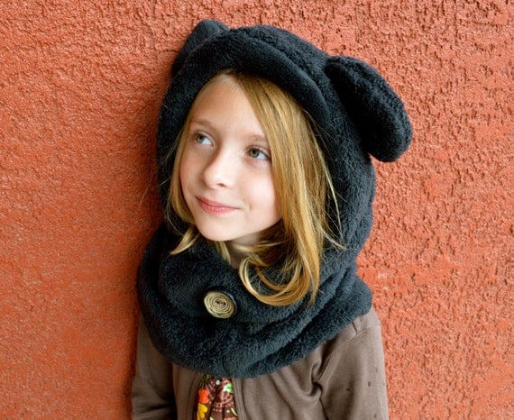 Fleece Hat Sewing Pattern - Hoodie Cowl Winter Hat PDF Instant Download