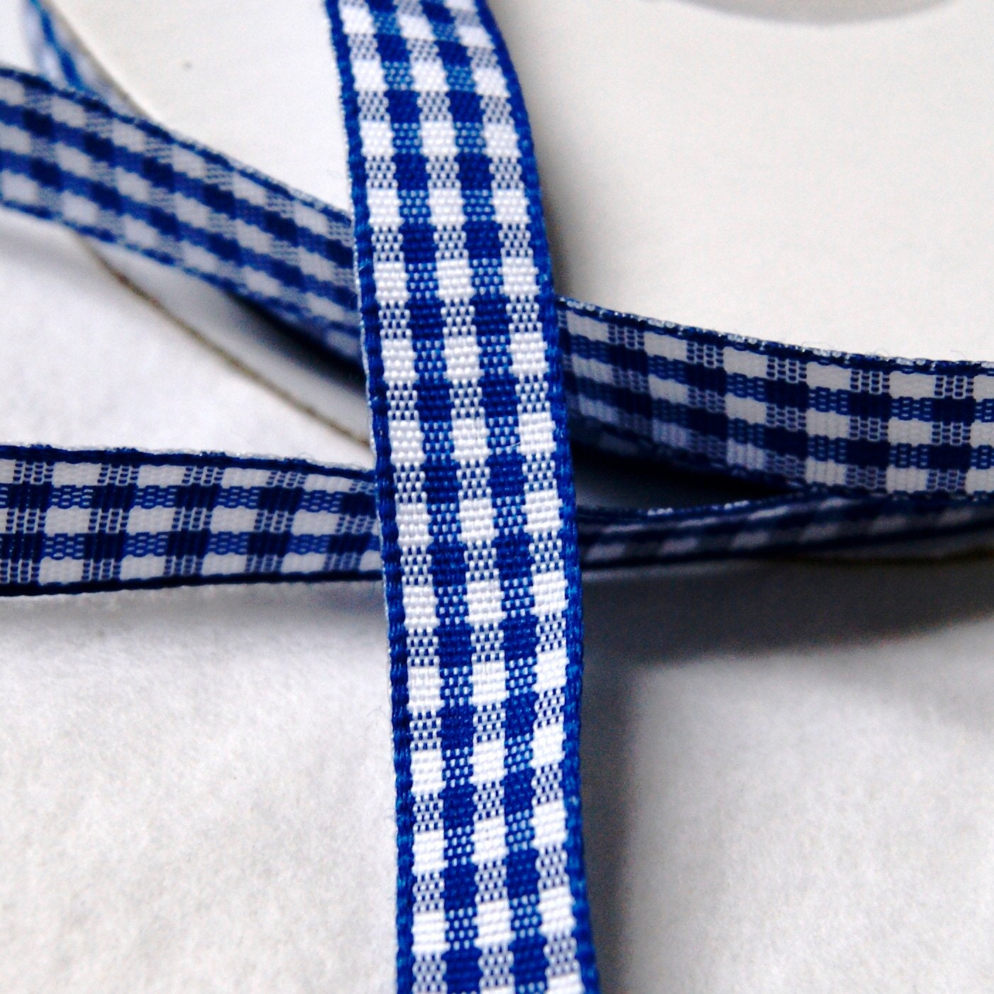 Gingham Ribbon 3/8 inch ROYAL BLUE Ribbon by MellowMoonSupply