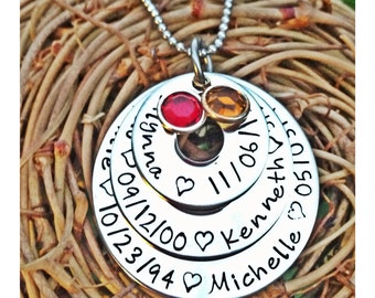 Personalized Hand Stamped names and birthday