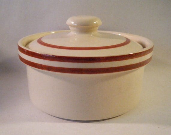 Butter Crock Dish with Lid Small Round Covered Casserole