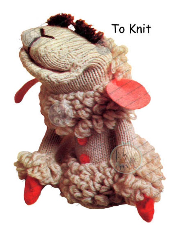 Lamb Chop Puppet Pattern to Knit or Crochet - From Vintage - PDF Digital Inst...