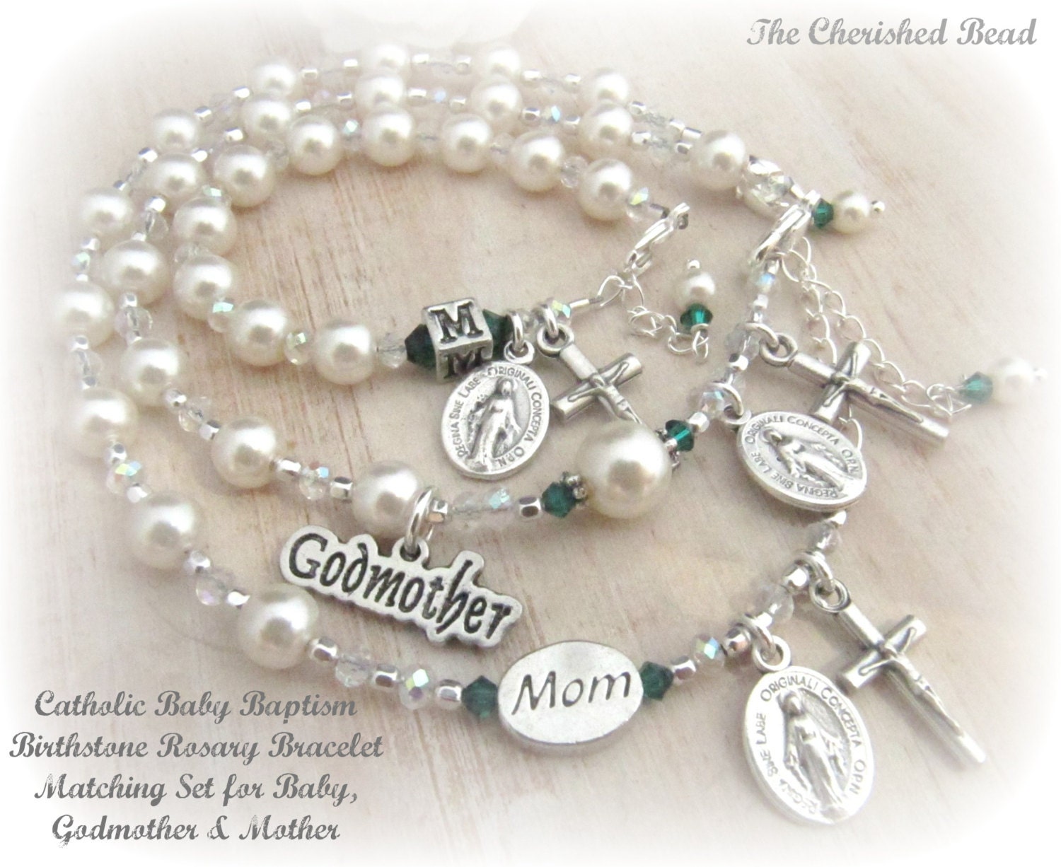 Catholic Baby Baptism Matching Bithstone Crystal Rosary