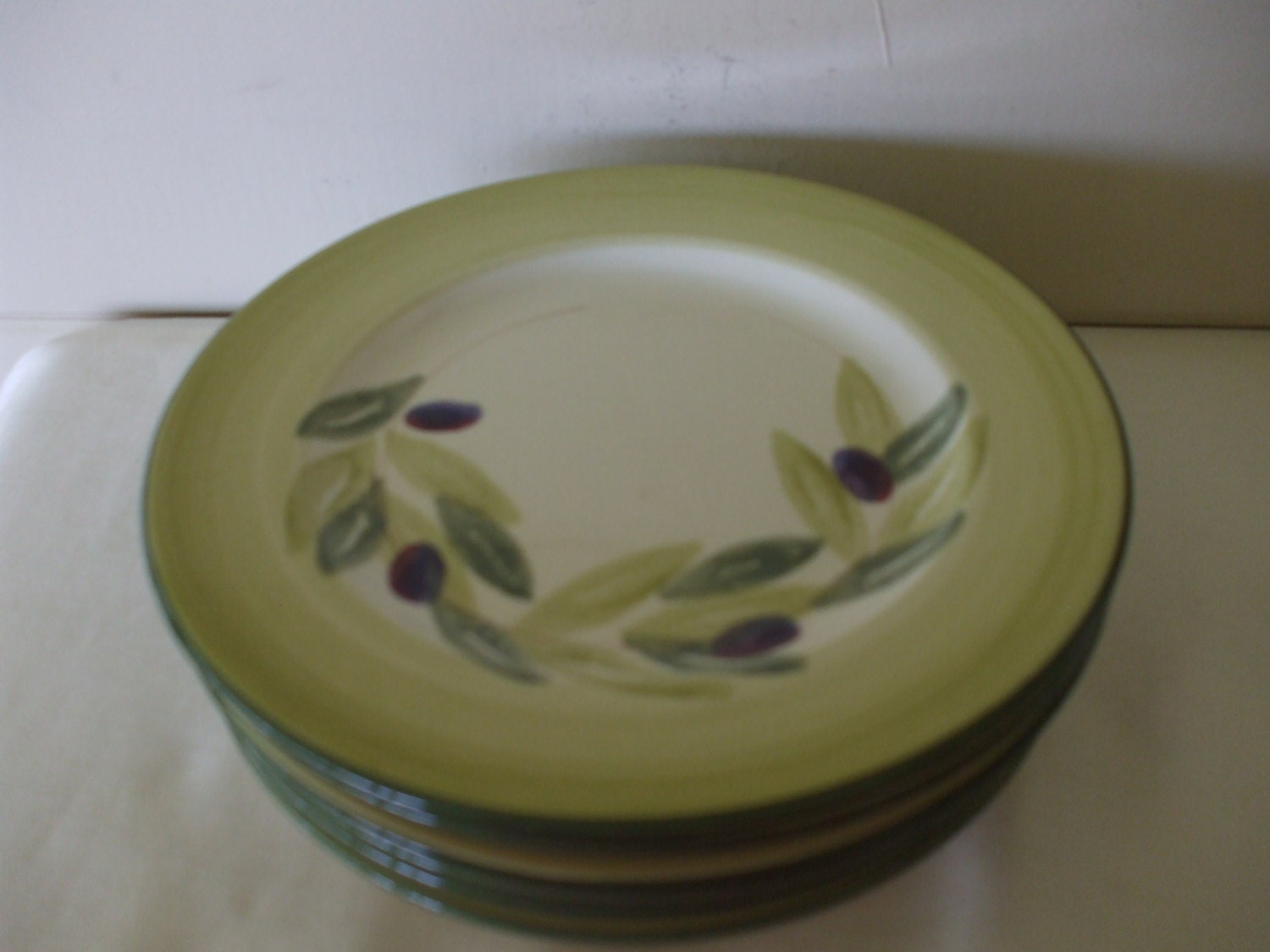 Italian Handpainted Salad Plates by Bizzirri 6 Olive