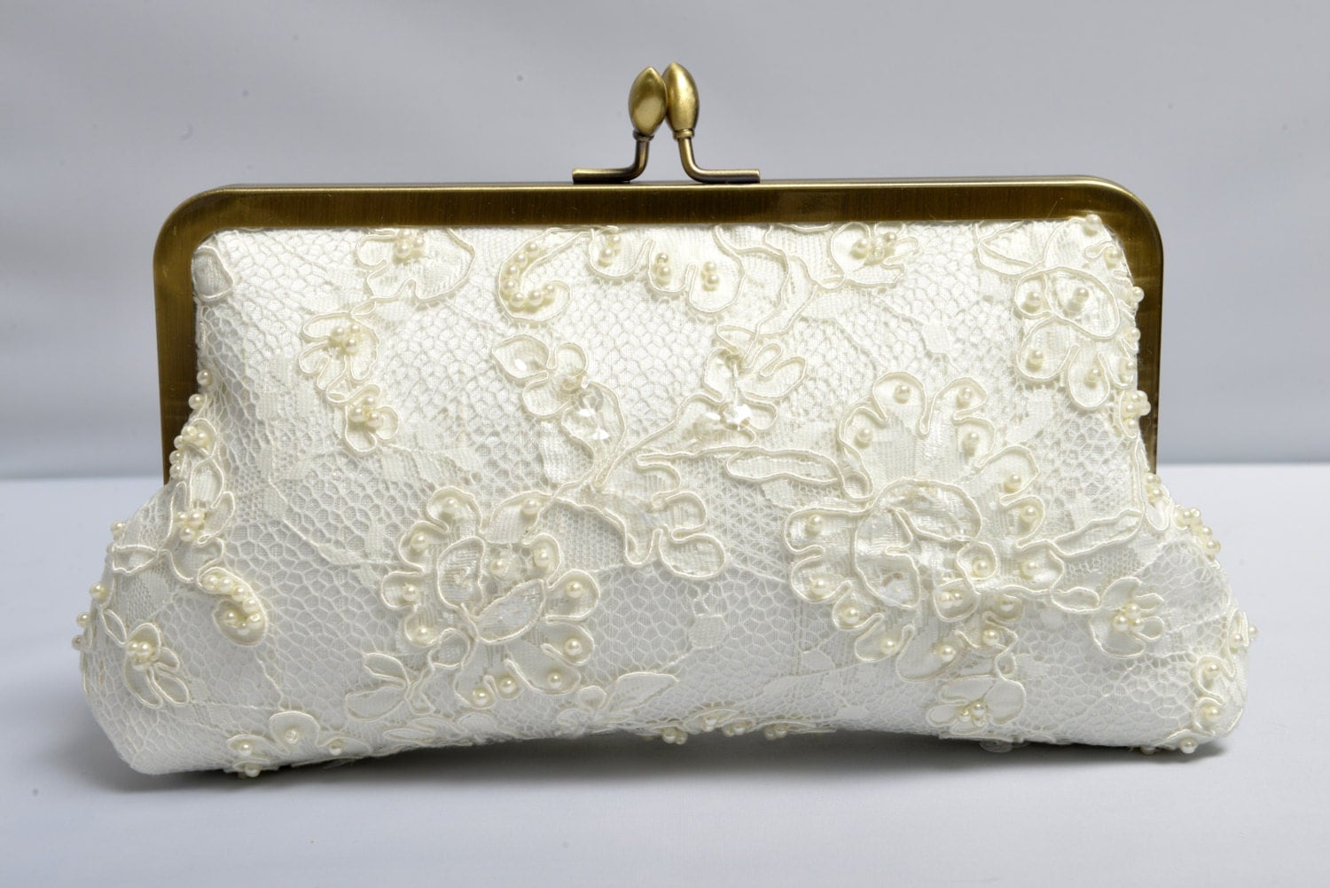 Lace Bridal Clutch Pearl Clutch Beaded Purse Ivory Bridal