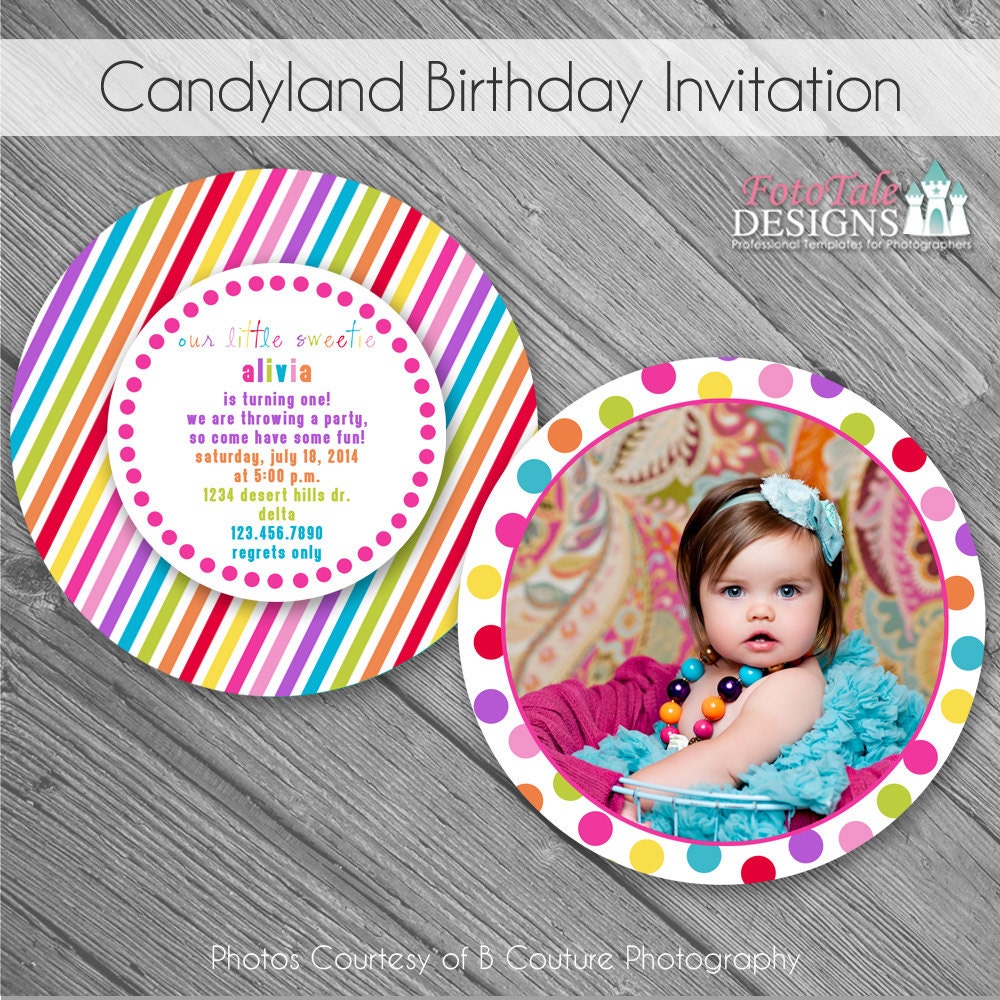 INSTANT DOWNLOAD CandyLand Birthday Invitation custom photo