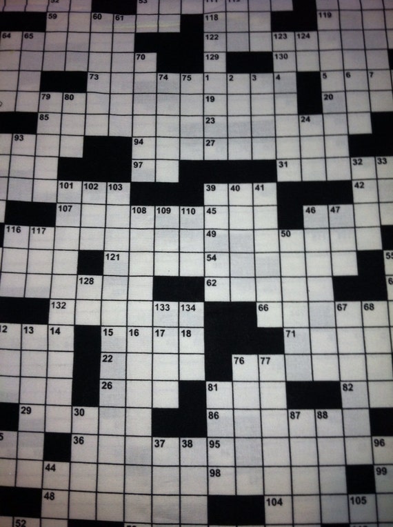 Crossword Puzzle Lightweight Woven Cotton Fabric 1 Yard X
