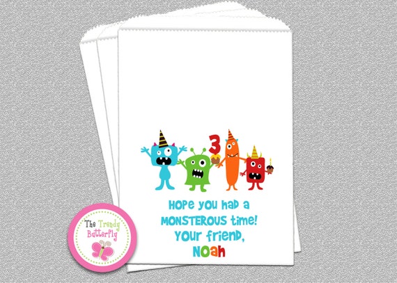 Monster Birthday Favor Bags Monster Goody Bags Birthday Party Favor Bags Set of 24 Il_570xn