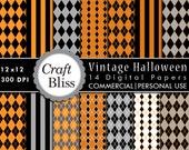Vintage Halloween Digital Papers Commercial Use No Credit Required INSTANT DOWNLOAD 300 DPI 12x12 JPGs Crafts Scrapbook Party Supplies Prim Il_170x135