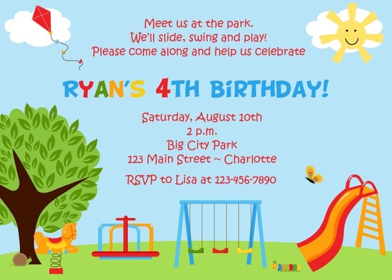 Birthday Invitations Park Kids Sample 6