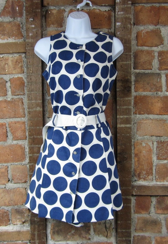 1960s Skort Short Dress. Mod Polka dot Party 60s by MISSIONMOD