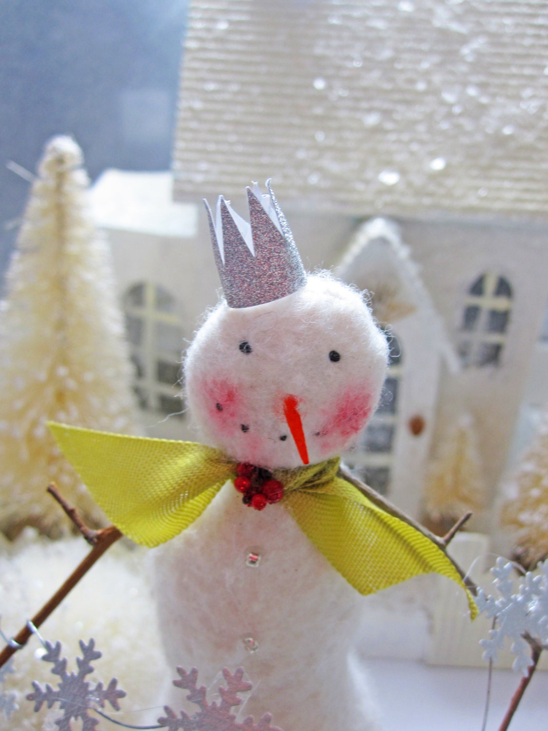 Darling Primitive Folk Art Handmade Snowman