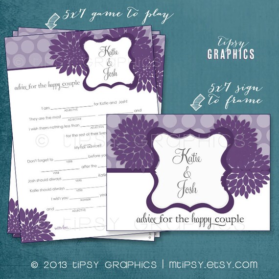 Dahlia Dots. MAD LIB MadLib Adlib Printable Cards, any Colors. By Tipsy Graphics Il_570xn
