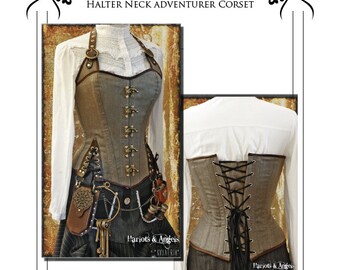 Steampunk / Pirate corset Halter neck style adventurer corset full size paper pattern - size medium