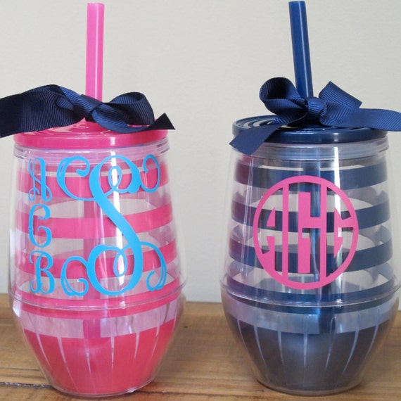 Monogrammed Acrylic Stemless Wine Tumbler by itsgeegeebaby on Etsy