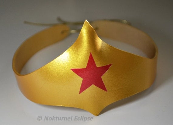 Wonder Woman Gold Leather Tiara Headpiece by NokturnelEclipse