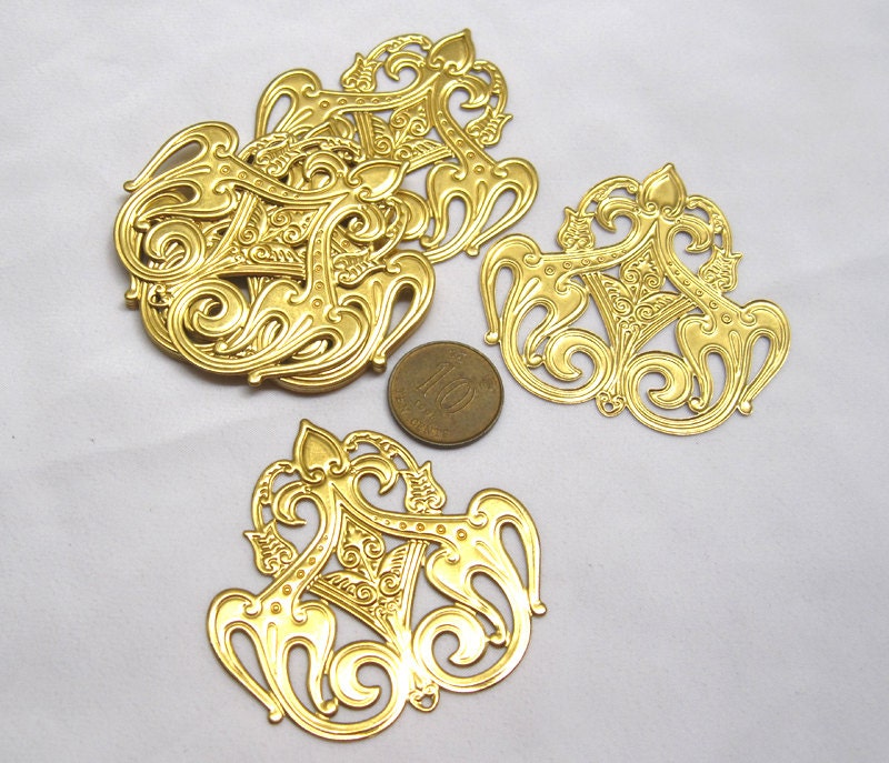 6pcs Brass Stampings Filigree Golden Findings for by tsrose