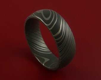 Damascus Steel Ring Acid Finish Genuine Craftsmanship Band