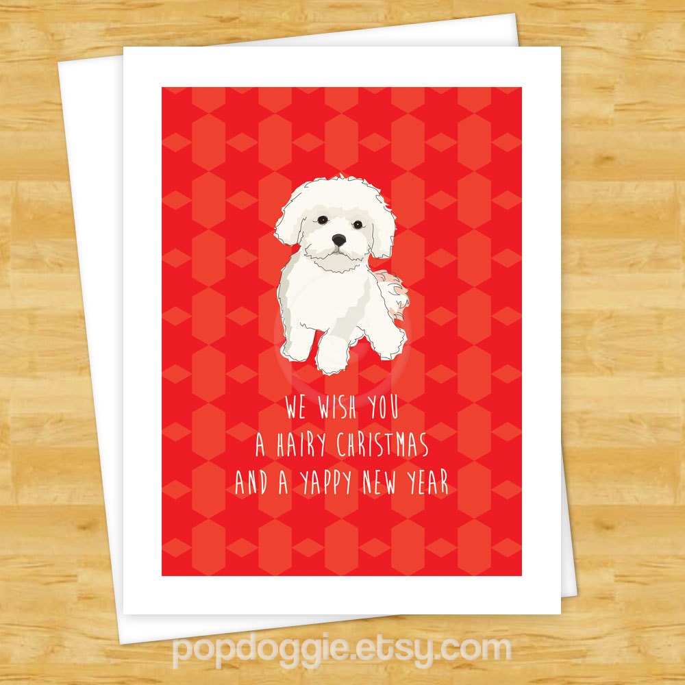 Dog Christmas Cards Maltese We Wish You a Hairy Christmas