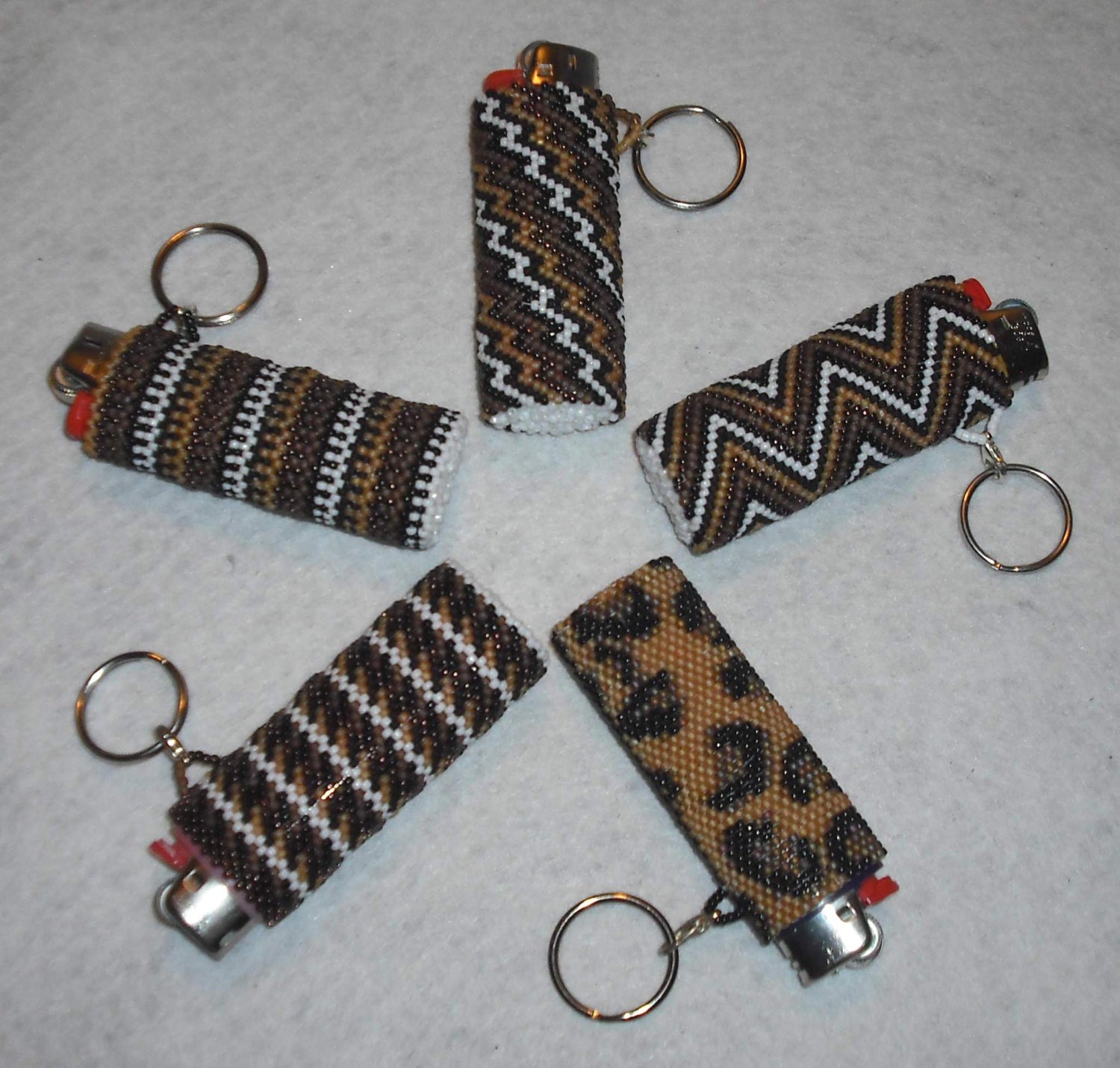 Beaded BIC Classic Lighter Removable Cover Case Keychain Key