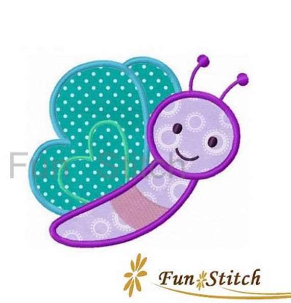 Happy Butterfly Applique Machine Embroidery Design By Funstitch 3399