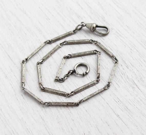 Antique Pocket Chain Vintage Silver Tone Signed by MaejeanVintage