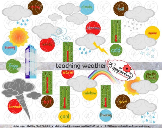 Teaching Weather Clipart Set 300 dpi School Teacher Clip Art