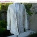 50% summer sale A vintage 1960s 1970s ivory and taupe granny square knit sweater open front long sleeves jacket size S M