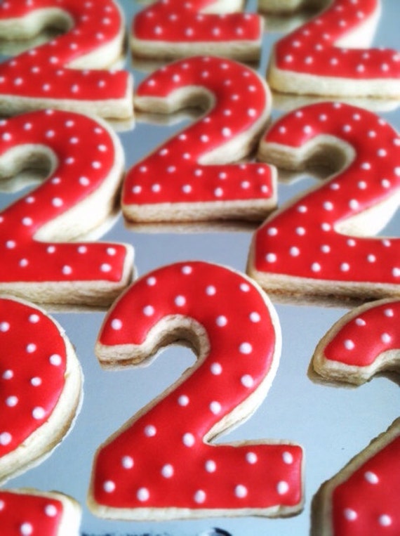 Number 2 sugar cookie Second Birthday Party cookies 1 dozen